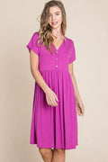 BOMBOM V-Neck Short Sleeve Dress - Hovatok