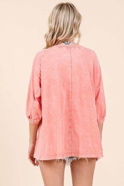 Mittoshop Mineral Wash V-Neck Raglan A-Line Relaxed Top - Hovatok