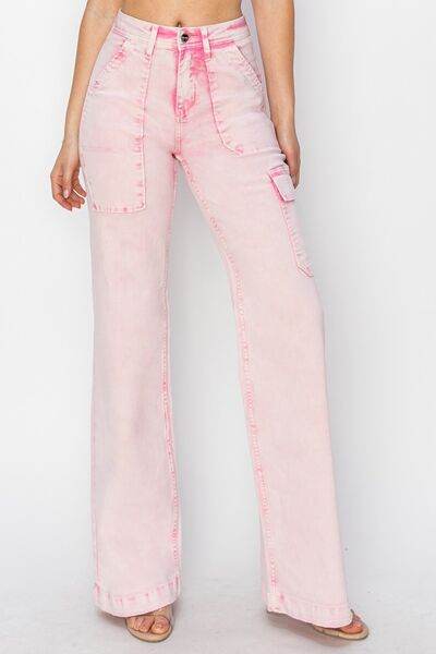 RISEN Full Size High Rise Cargo Pocket Jeans - Hovatok