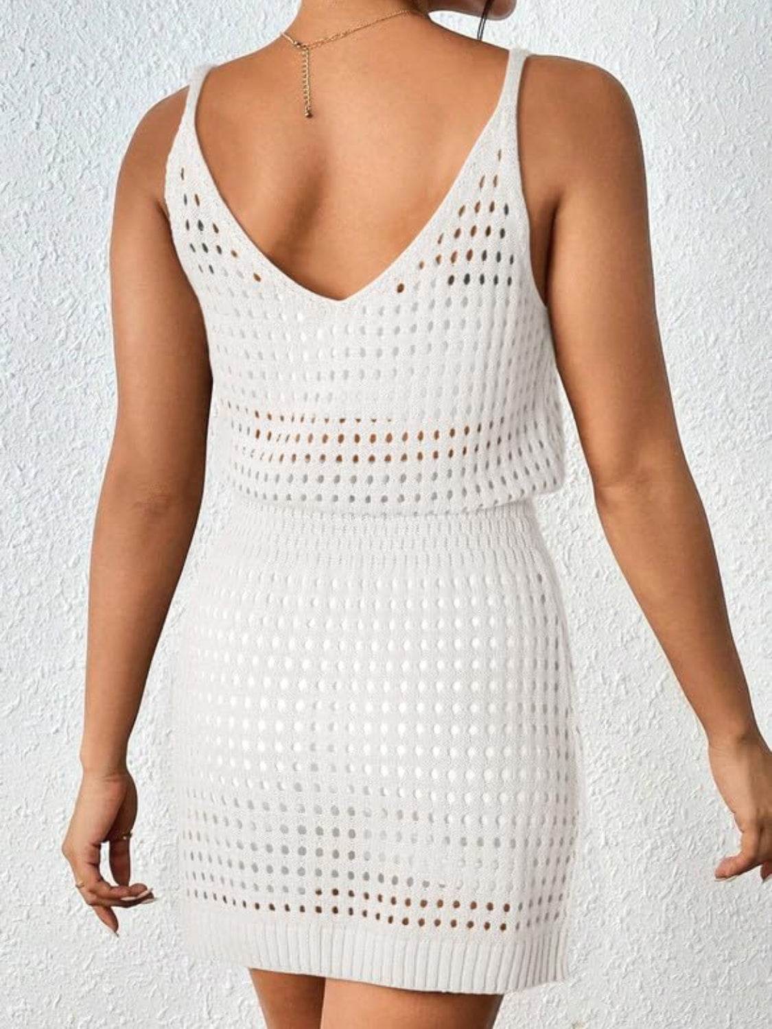 Openwork V-Neck Sleeveless Cover Up Dress - Hovatok