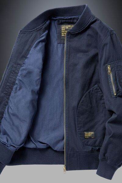 Men's Plus Size Zip Up Baseball Collar Bomber Jacket - Hovatok