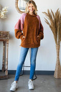Culture Code Color Block Faux Fur Raglan Sleeve Sweatshirt - Hovatok