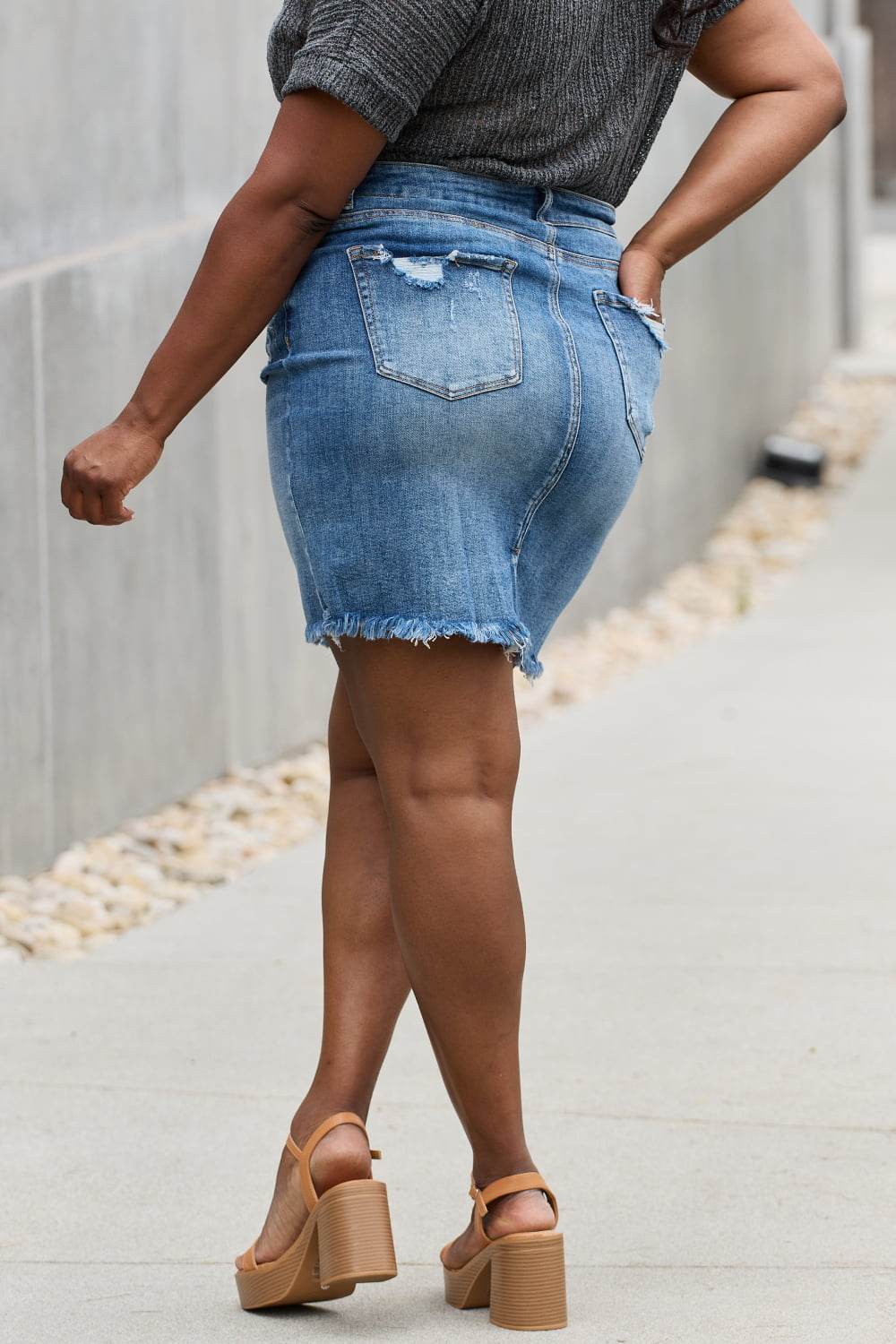 RISEN Amelia Full Size Denim Mini Skirt - Hovatok