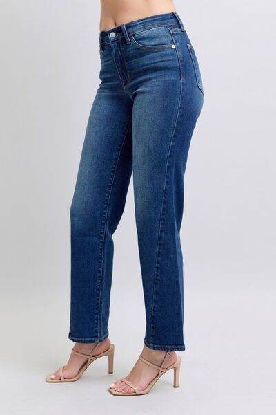 Judy Blue Full Size Side Seam Detail Straight Jeans with Pockets - Hovatok