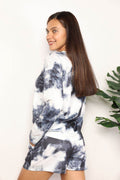 Shiny Tie-Dye Round Neck Top and Shorts Lounge Set - Hovatok