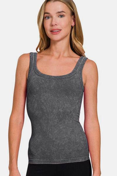 Zenana Ribbed Scoop Neck Tank - Hovatok