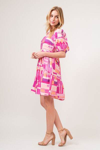 And The Why Color Block Puff Sleeve Dress - Hovatok