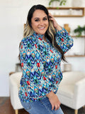 Double Take Full Size Printed Balloon Sleeve Blouse - Hovatok