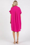 Mittoshop Button Down Flounce Sleeve Dress with Pockets - Hovatok
