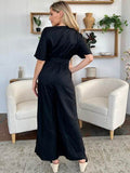 Double Take Full Size V-Neck Tied Side Slit Jumpsuit - Hovatok