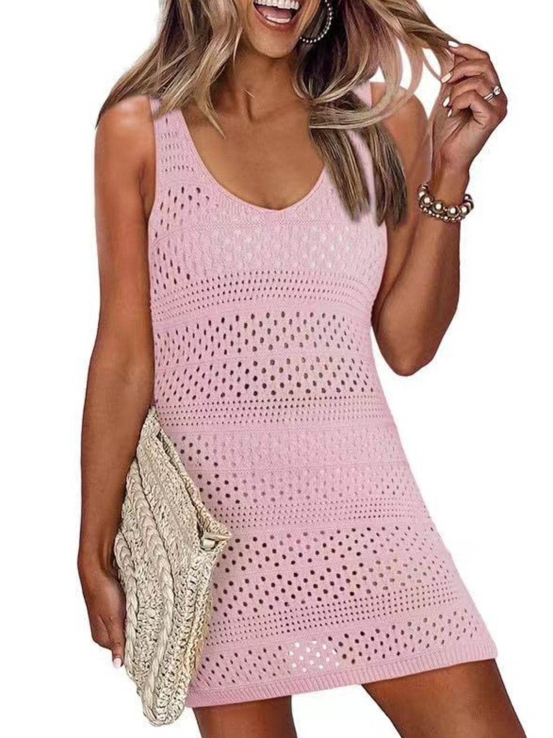 Openwork Scoop Neck Cover Up - Hovatok