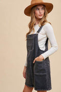 Annie Wear Wide Strap Denim Overall Dress with Pockets - Hovatok