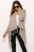 Angel Wings One-Button Tassel Tie Asymmetrical Hem Cardigan - Hovatok