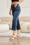 RFM Full Size Tummy Control High Waist Raw Hem Jeans - Hovatok