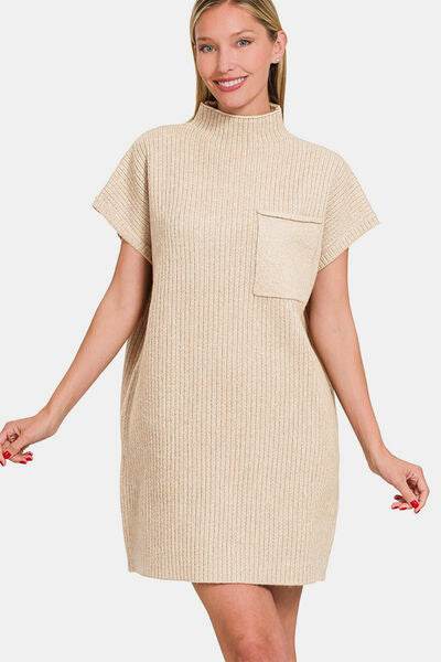 Zenana Short Sleeve Sweater Mini Dress - Hovatok