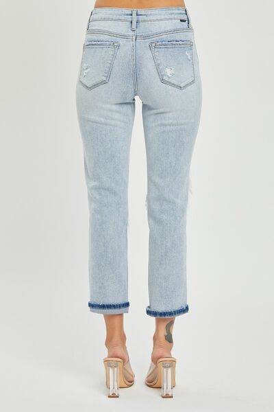 RISEN Mid-Rise Sequin Patched Jeans - Hovatok