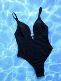 Crisscross Spaghetti Strap Plunge One-Piece Swimwear - Hovatok