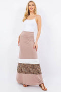 Celeste Full Size Leopard Color Block Tube Maxi Dress Plus Size - Hovatok