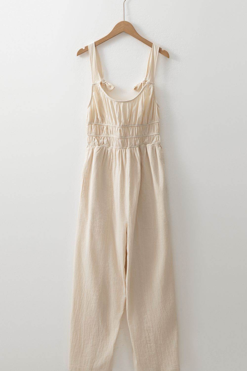Ruched Sleeveless Wide Leg Jumpsuit - Hovatok