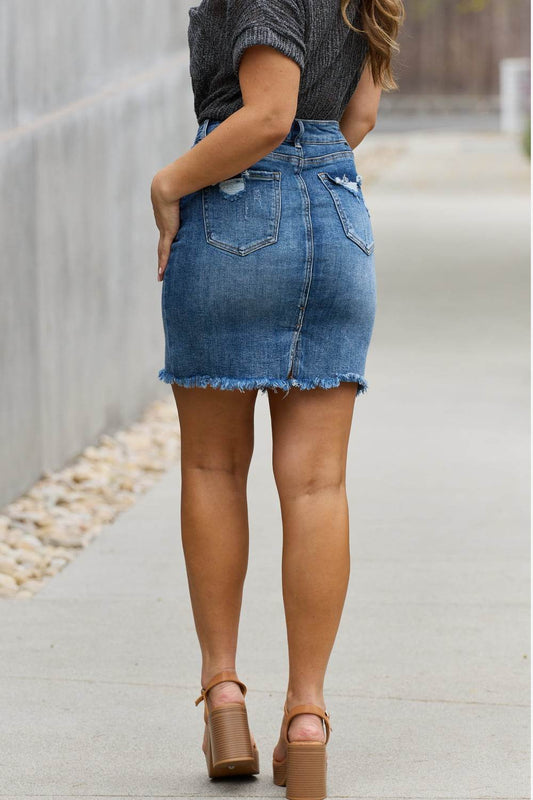 RISEN Amelia Full Size Denim Mini Skirt - Hovatok