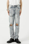 Distressed Side Zip Jeans with Pockets - Hovatok