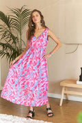 ADORA Abstract Floral V-Neck Maxi Dress - Hovatok