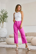 RFM Crop Chloe Full Size Tummy Control High Waist Raw Hem Jeans - Hovatok