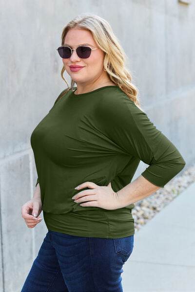 Basic Bae Full Size Round Neck Batwing Sleeve Top - Hovatok