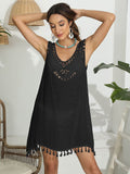 Tassel Scoop Neck Wide Strap Cover-Up - Hovatok