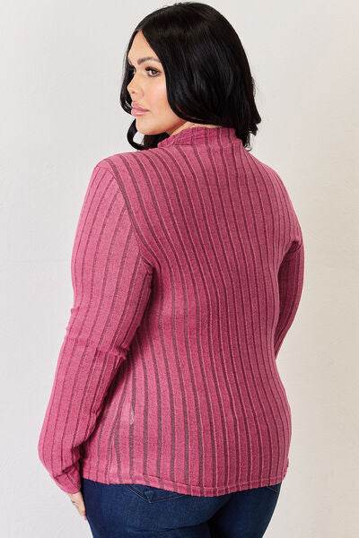 Basic Bae Full Size Ribbed Mock Neck Long Sleeve T-Shirt - Hovatok