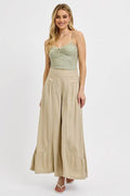 RISEN Shirring Detail Wide Leg Pants - Hovatok
