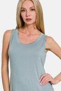 Zenana Scoop Neck Wide Strap Tank Dress - Hovatok