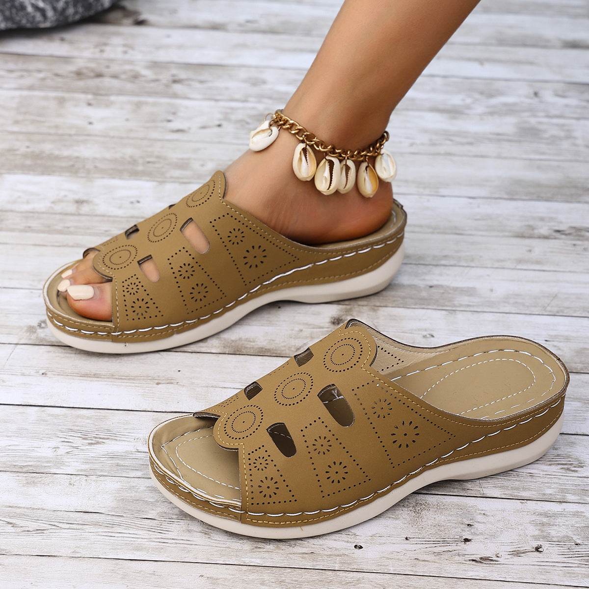 Open-Toe Cutout Sandals - Hovatok