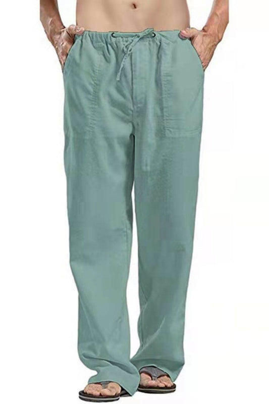 Men's Full Size Drawsrting Straight Leg Pants Plus Size - Hovatok