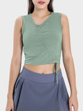 Millennia Drawstring Ruched Wide Strap Active Tank - Hovatok