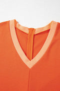 Two-Tone Short Sleeve V Neck Patched Pocket Romper - Hovatok