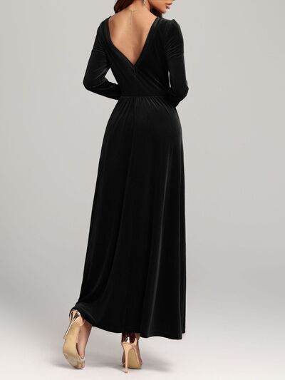 Velvet Square Neck Long Sleeve Dress - Hovatok