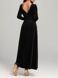 Velvet Square Neck Long Sleeve Dress - Hovatok