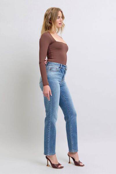 Judy Blue Full Size Run Vintage Wash Thermal Straight Jeans - Hovatok