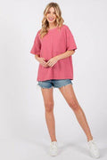 Cesfemme Textured Drop Shoulder T-Shirt - Hovatok