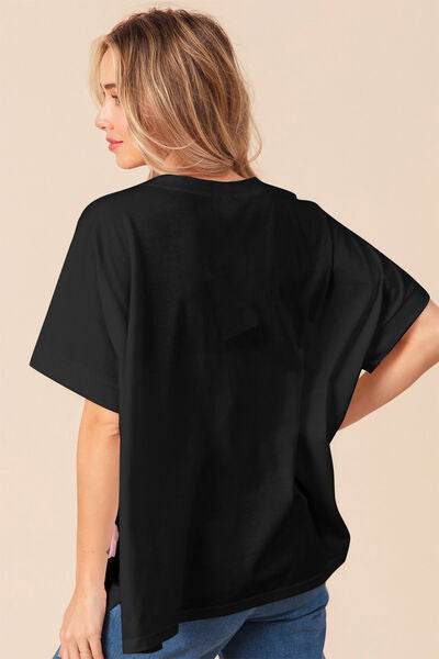 BiBi Sequin Bow Patch Short Sleeve T-Shirt - Hovatok