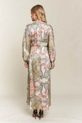 ADORA Printed V-Neck Batwing Sleeve Dress - Hovatok