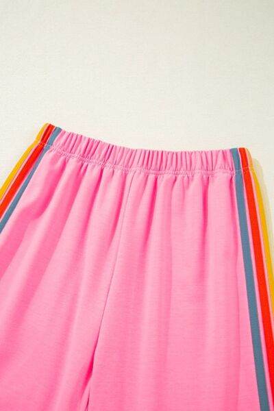 Contrast Striped Elastic Waist Active Pants - Hovatok