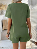Devine Tied V-Neck Short Sleeve Top and Shorts Set - Hovatok