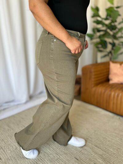 RFM Full Size High Rise Garment Dye Wide Leg Jeans - Hovatok