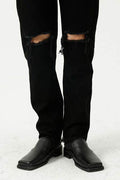 Distressed Mid Rise Jeans with Pockets - Hovatok