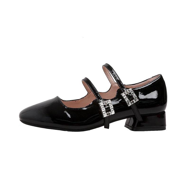 Block Heel Buckle Mary Jane Shoes - Hovatok