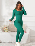 Scoop Neck Long Sleeve Active Jumpsuit - Hovatok