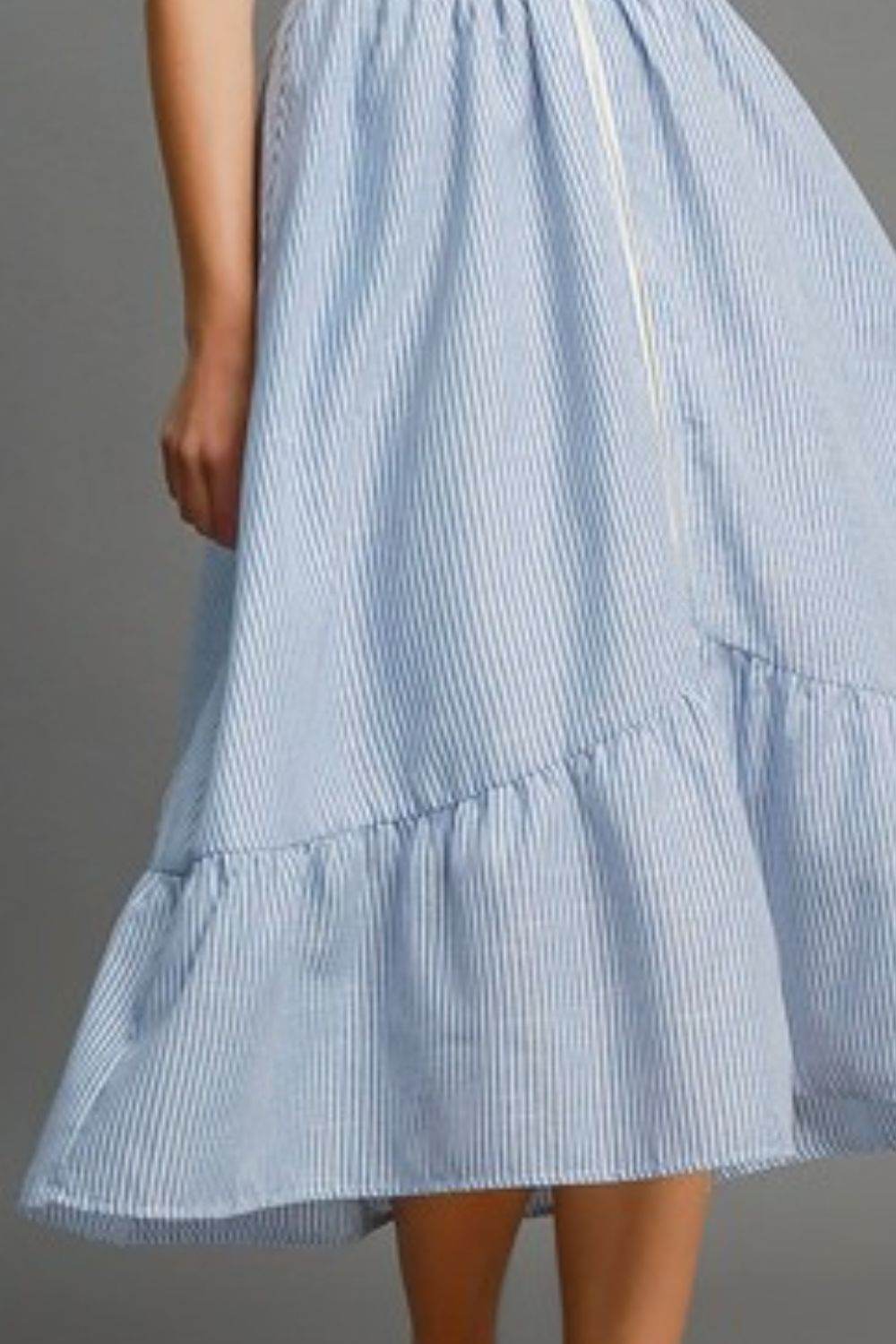 Umgee Full Size Striped Midi Dress with Smocked Waist Plus Size - Hovatok