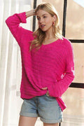 ADORA V-Neck Drop Shoulder Long Sleeve Sweater - Hovatok